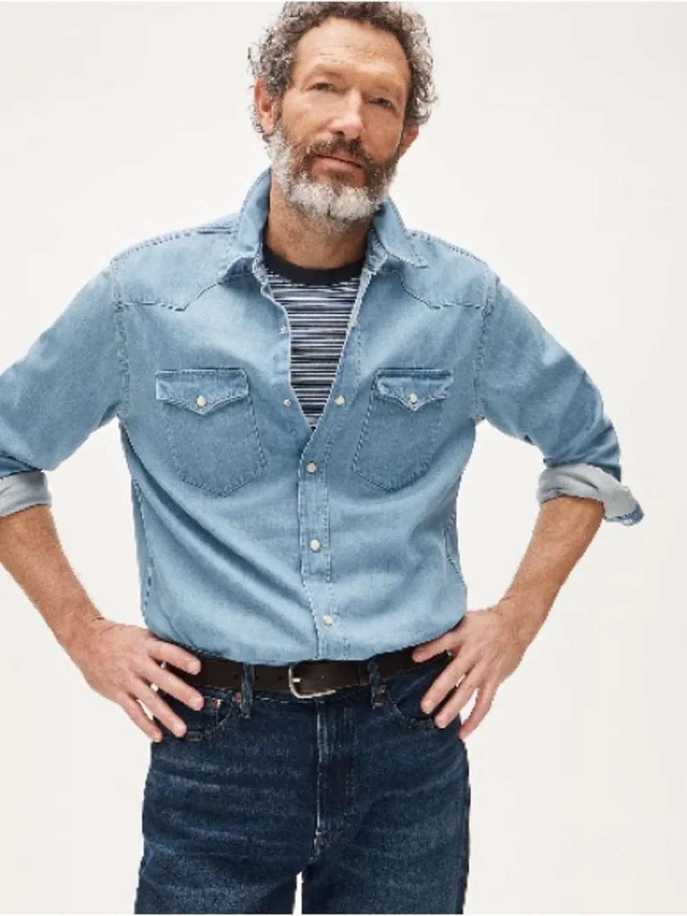 J. Crew Light Blue Midweight Denim Button-Down Western Shirt